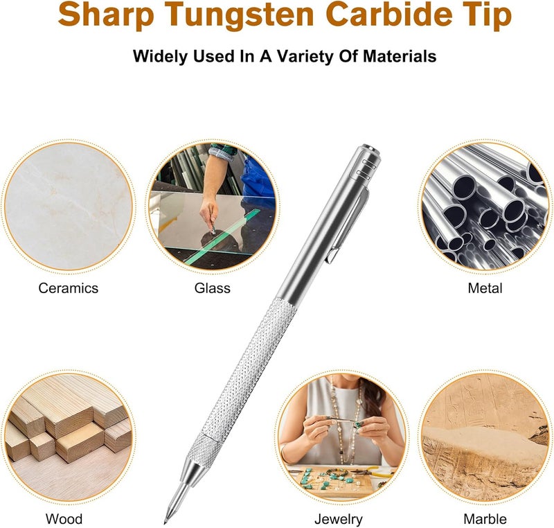 Ofasixx 5+20 Tungsten Carbide Metal Scribe Scriber Tool & Engraving Pen Set, No Need Sharpening, More Accurate&Quicker, Magnetic Design, Metal/Leather/Glass/Wood Layouts Choice - Image 5